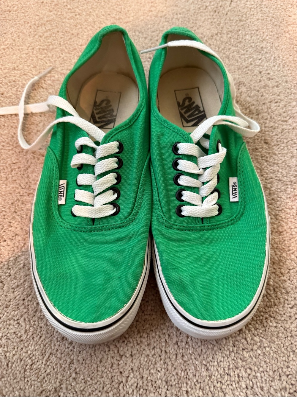 Vans Low-Top Canvas Sneakers in Green and White